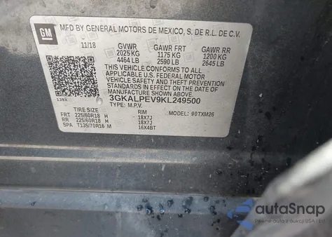 2019 GMC Terrain Slt from USA, damaged, VIN 3GKALPEV9KL249500